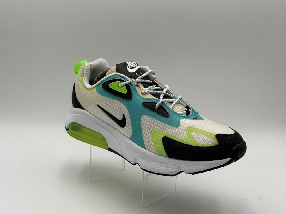 Nike Air Max 200 Men Sz 12 White Black Volt Blue Green Running Shoes CJ0575-101